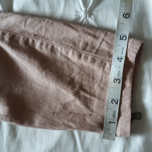 Helmut Lang Sz 0 Slub Twill Cropped Blush Pink Skinny Zip Ankle Flax Blend Pants - Picture 9 of 17
